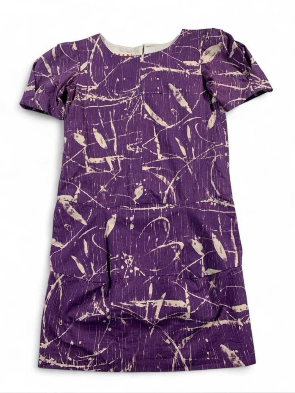 Marni Purple and Cream Abstract Structured Dress 100% Cotton Made in Italy Sz 40